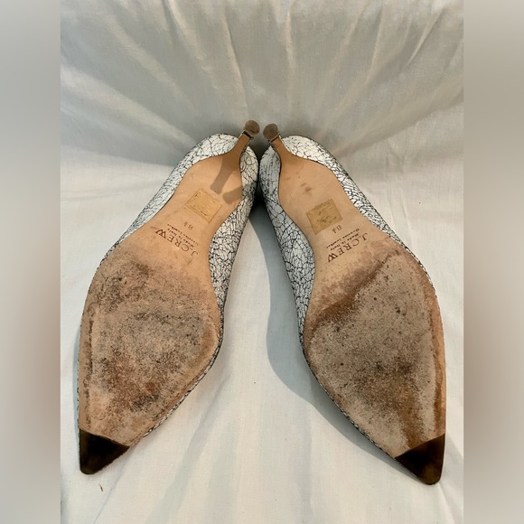 J.Crew Elsie Crackled Leather Pumps in White. Style No. B7978 Size: 8 1/2 - Picture 7 of 7